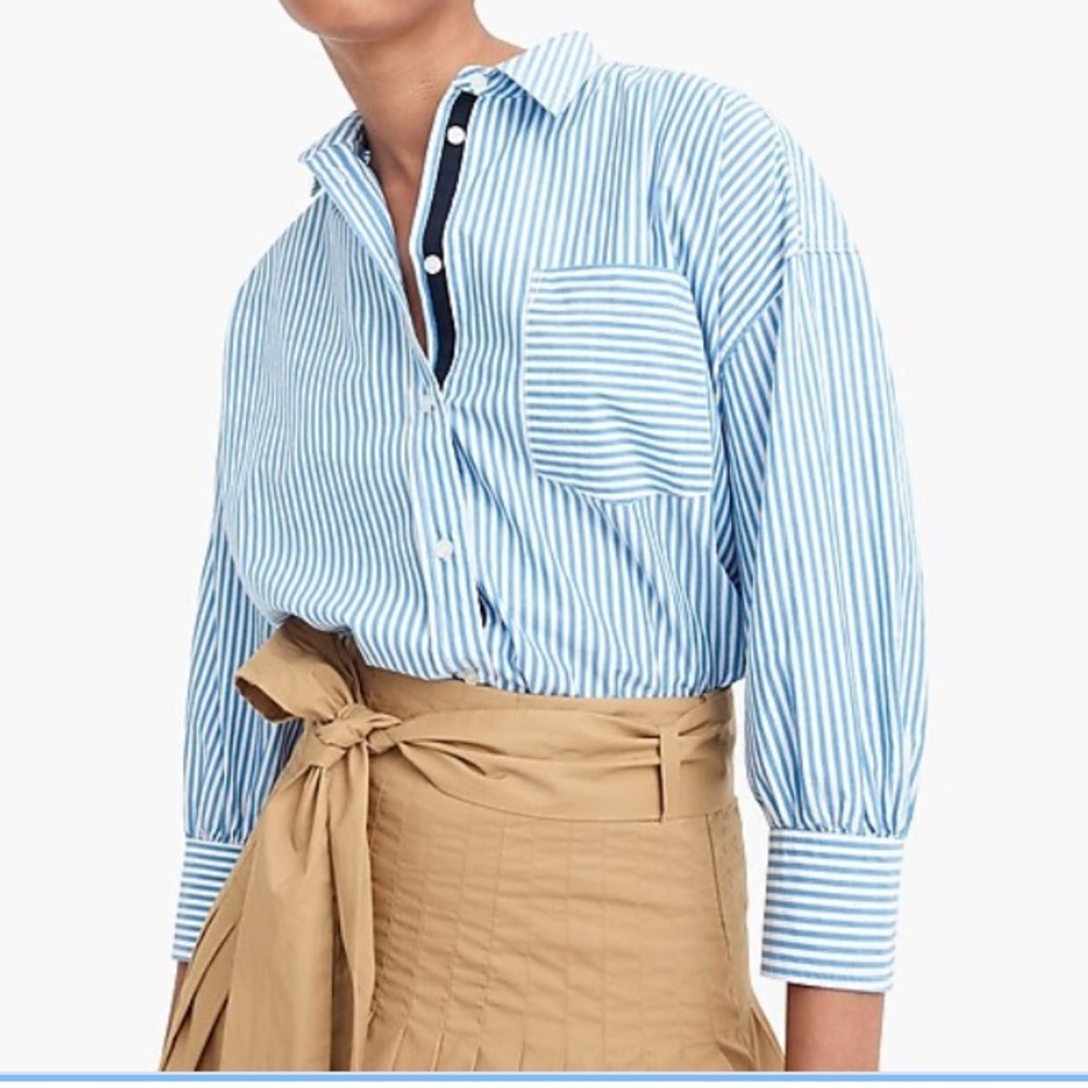 J. Crew Oversized Button-up Poplin Stripe Shirt